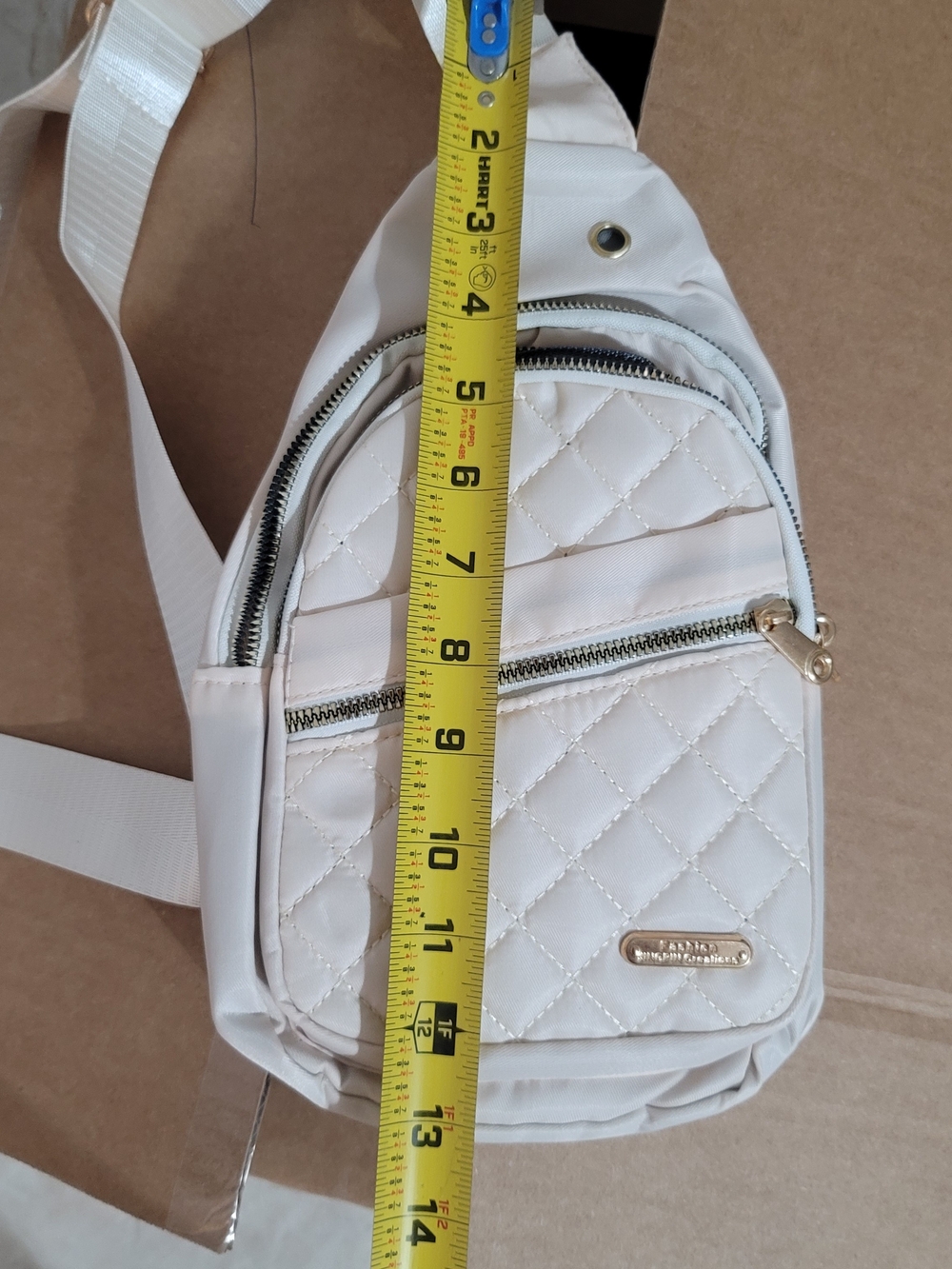 Quilted Crossbody Sling Bag - Beige